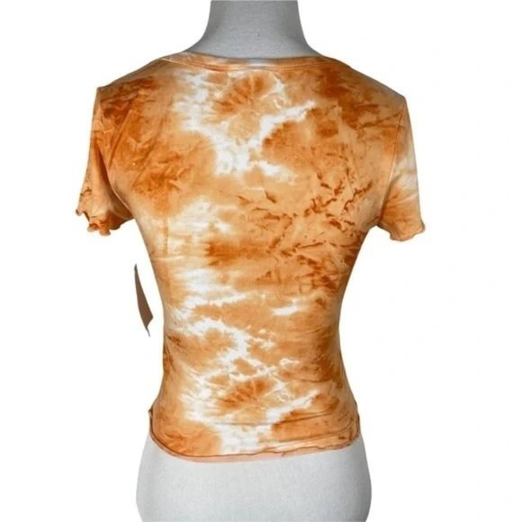 NWT Abound Orange Tie Dye Button Up Tee Shirt Size M - Picture 3 of 10